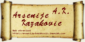 Arsenije Kazaković vizit kartica